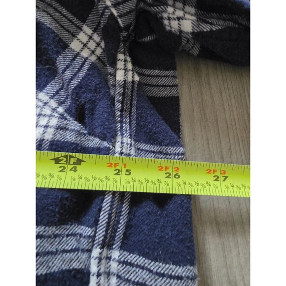 Lands End Womens Flannel Shirt 2X Navy & White Plaid Long Sleeve Button-Up Top - Picture 7 of 7